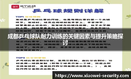 成都乒乓球队耐力训练的关键因素与提升策略探讨