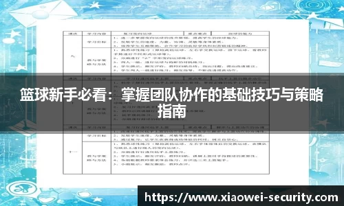 篮球新手必看：掌握团队协作的基础技巧与策略指南